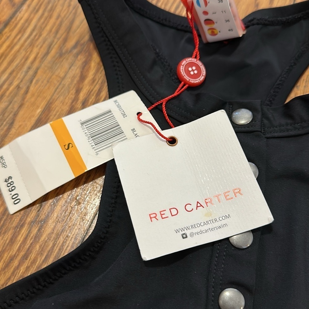 NWT red Carter bikini top swim black studded - Picture 2 of 5